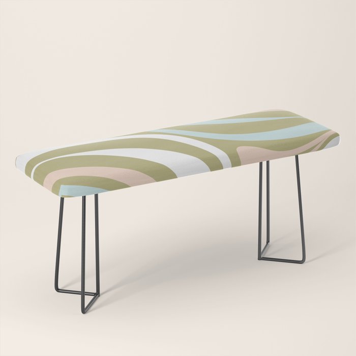 Retro Abstract New Groove Swirl Pattern Soft Sage Green Light Blue Bench Gallery Image 1