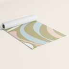 Retro Abstract New Groove Swirl Pattern Soft Sage Green Light Blue Yoga Mat Gallery Image 2