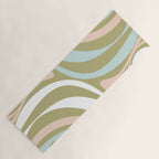Retro Abstract New Groove Swirl Pattern Soft Sage Green Light Blue Yoga Mat Gallery Image 1