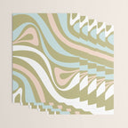 Retro Abstract New Groove Swirl Pattern Soft Sage Green Light Blue Wrapping Paper Gallery Image 3