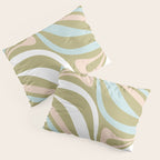 Retro Abstract New Groove Swirl Pattern Soft Sage Green Light Blue Pillow Sham Gallery Image 3