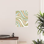 Retro Abstract New Groove Swirl Pattern Soft Sage Green Light Blue Poster Gallery Image 2