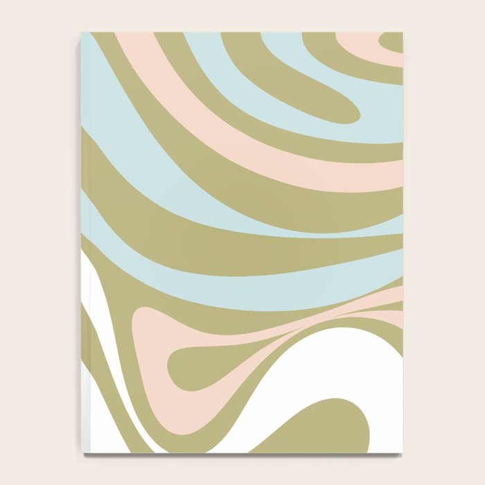Retro Abstract New Groove Swirl Pattern Soft Sage Green Light Blue Notebook Gallery Image 4