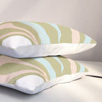 Retro Abstract New Groove Swirl Pattern Soft Sage Green Light Blue Pillow Sham Gallery Image 3