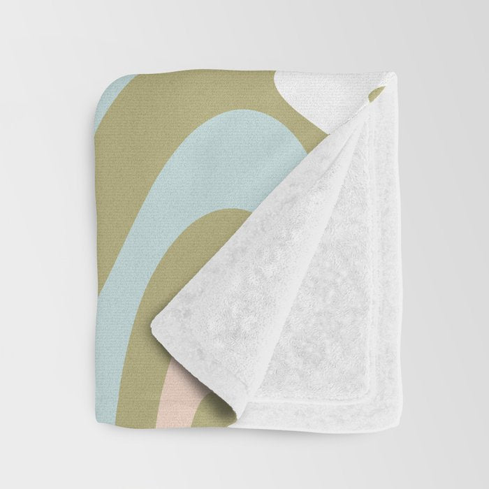 Retro Abstract New Groove Swirl Pattern Soft Sage Green Light Blue Throw Blanket Gallery Image 3