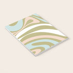 Retro Abstract New Groove Swirl Pattern Soft Sage Green Light Blue Notebook Gallery Image 3