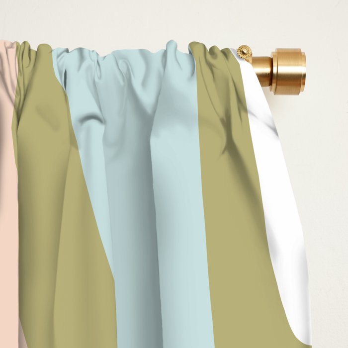 Retro Abstract New Groove Swirl Pattern Soft Sage Green Light Blue Window Curtain Gallery Image 2