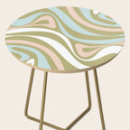 Retro Abstract New Groove Swirl Pattern Soft Sage Green Light Blue Side Table Gallery Image 2