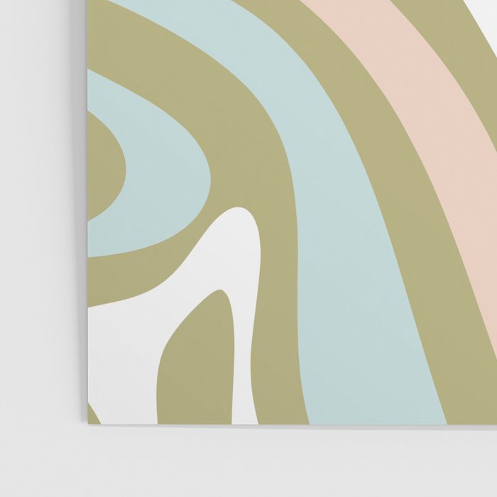 Retro Abstract New Groove Swirl Pattern Soft Sage Green Light Blue Poster Gallery Image 3