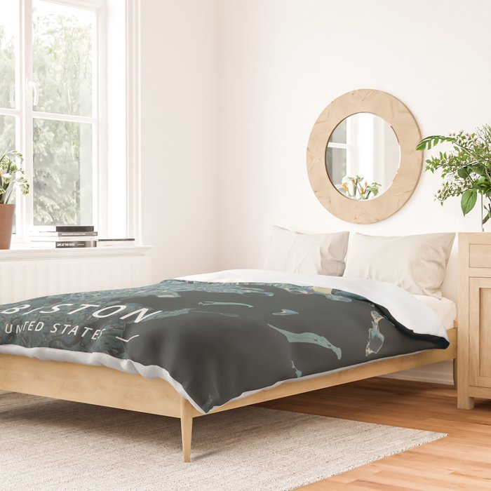 Boston, United States - Cream Blue Duvet Cover Gallery Image 2