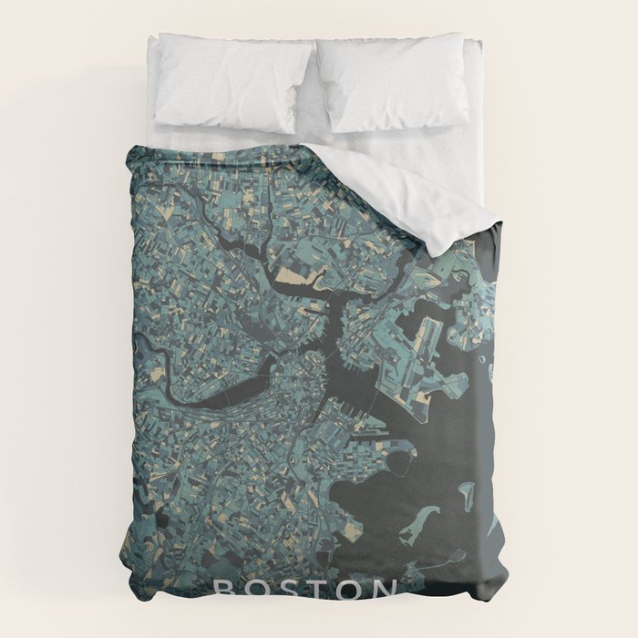Boston, United States - Cream Blue Duvet Cover Gallery Image 6