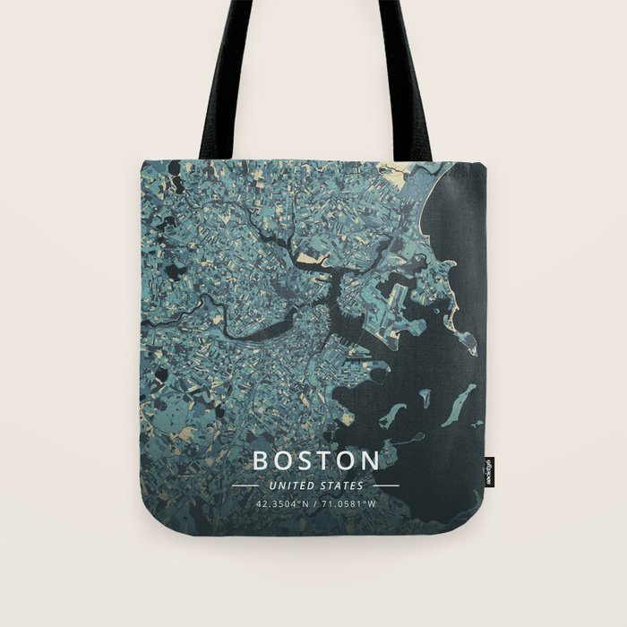 Boston, United States - Cream Blue Tote Bag Gallery Image 1