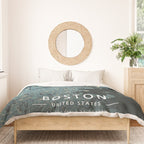 Boston, United States - Cream Blue Duvet Cover Gallery Image 3