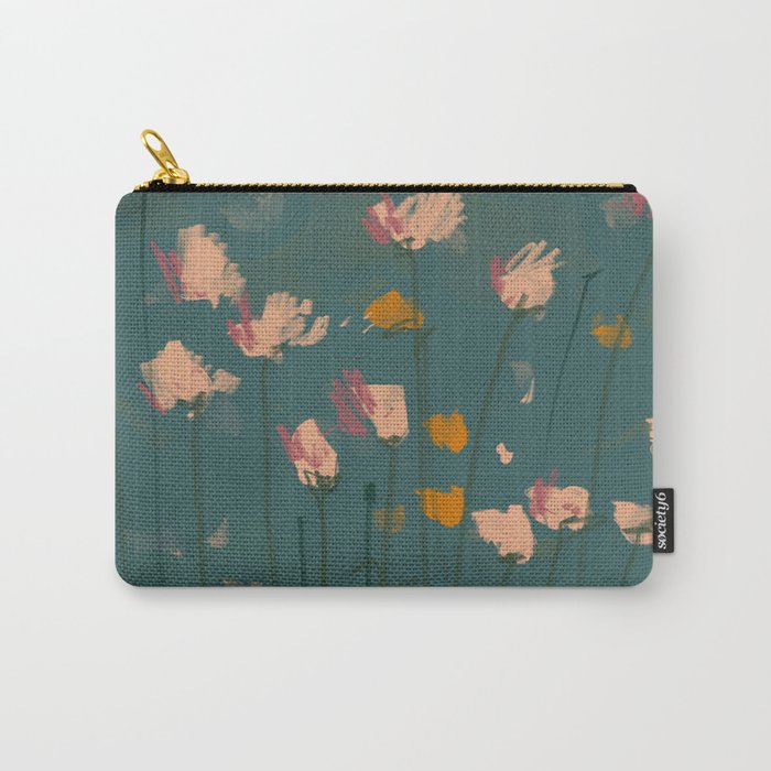 Pastel Floral on Emerald Green Carry All Pouch Gallery Image 1