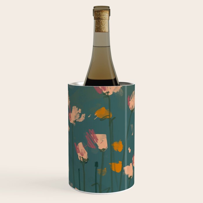 Pastel Floral on Emerald Green Wine Chiller Gallery Image 1