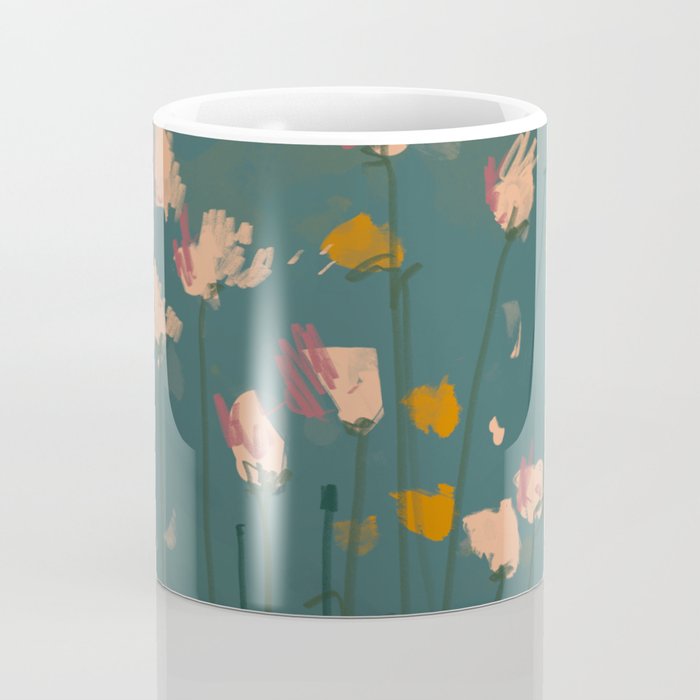 Pastel Floral on Emerald Green Coffee Mug Gallery Image 4
