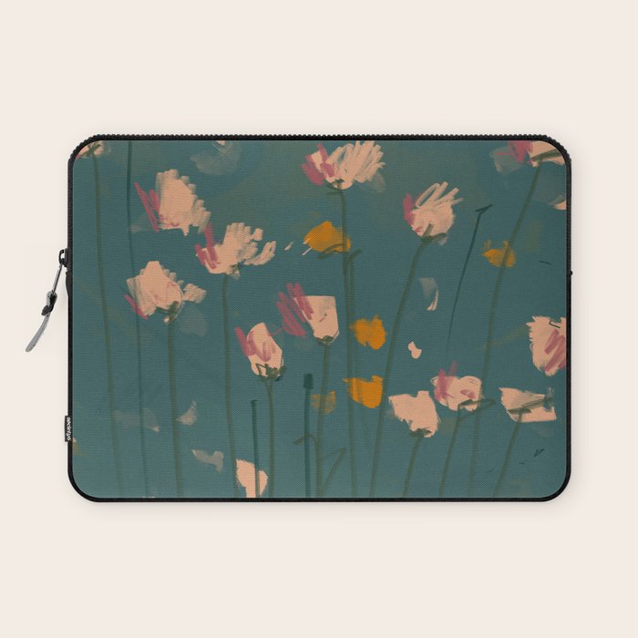Pastel Floral on Emerald Green Laptop Sleeve Gallery Image 1