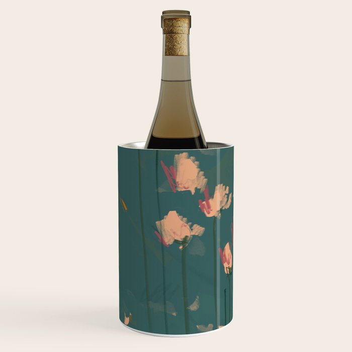 Pastel Floral on Emerald Green Wine Chiller Gallery Image 2