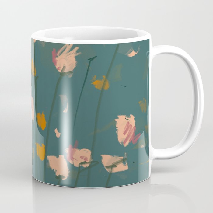Pastel Floral on Emerald Green Coffee Mug Gallery Image 1