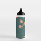 Pastel Floral on Emerald Green Water Bottle Gallery Image 3