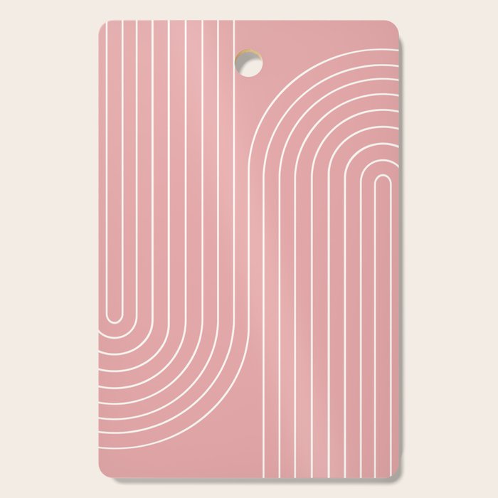Minimal Line Curvature X Pink Mid Century Modern Arch Abstract Cutting Board Gallery Image 1