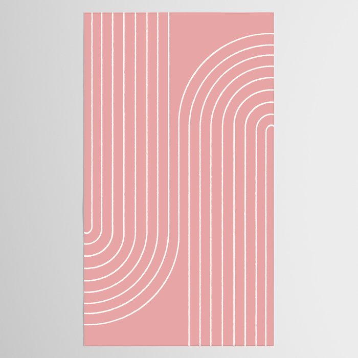 Minimal Line Curvature X Pink Mid Century Modern Arch Abstract Tablecloth Gallery Image 2