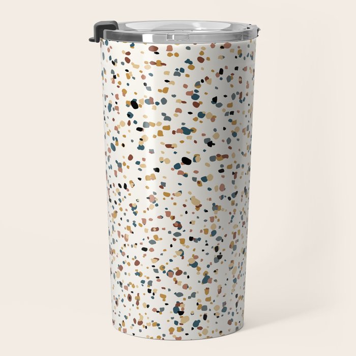 Festive Speckled Dot Pattern - Natural Neutral Boho Travel Mug Gallery Image 3