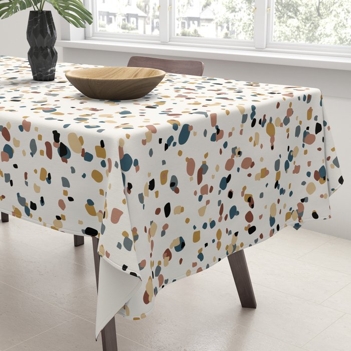 Festive Speckled Dot Pattern - Natural Neutral Boho Tablecloth Gallery Image 3