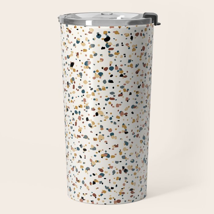 Festive Speckled Dot Pattern - Natural Neutral Boho Travel Mug Gallery Image 2