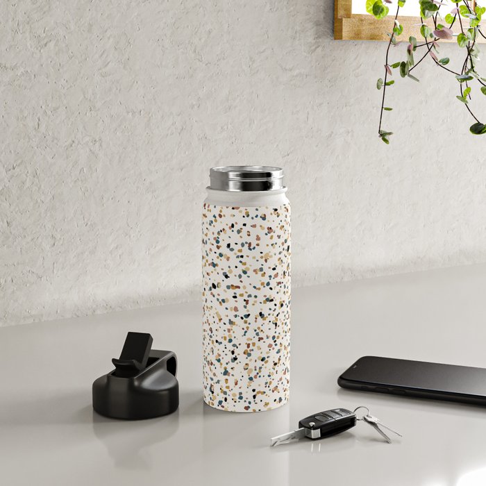 Festive Speckled Dot Pattern - Natural Neutral Boho Water Bottle Gallery Image 4