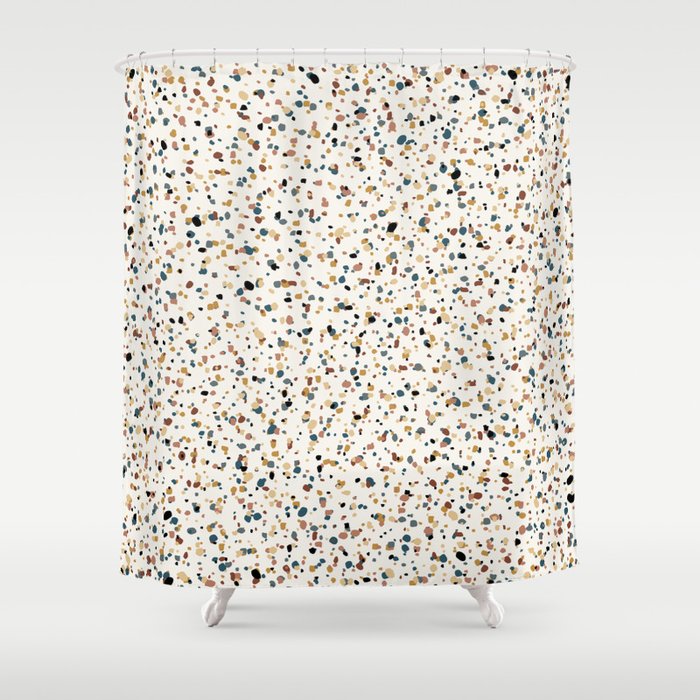 Festive Speckled Dot Pattern - Natural Neutral Boho Shower Curtain Gallery Image 1