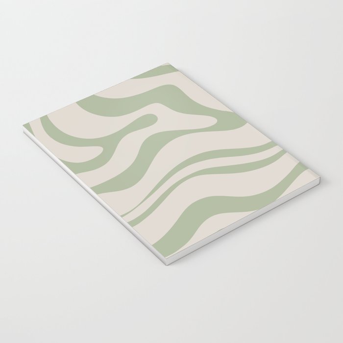 Liquid Swirl Abstract Pattern in Almond and Sage Green Notebook Gallery Image 3