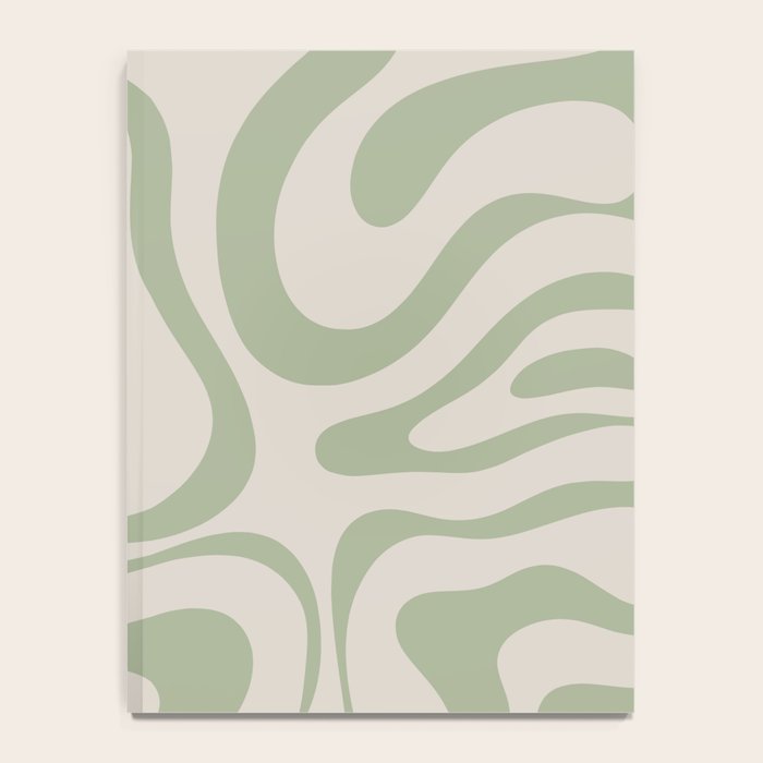 Liquid Swirl Abstract Pattern in Almond and Sage Green Notebook Gallery Image 4