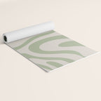Liquid Swirl Abstract Pattern in Almond and Sage Green Yoga Mat Gallery Image 2