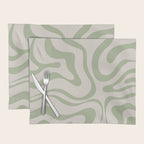 Liquid Swirl Abstract Pattern in Almond and Sage Green Placemat Gallery Image 1