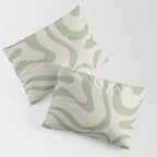 Liquid Swirl Abstract Pattern in Almond and Sage Green Pillow Sham Gallery Image 3
