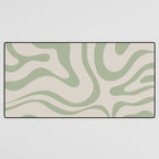 Liquid Swirl Abstract Pattern in Almond and Sage Green Desk Mat Gallery Image 3
