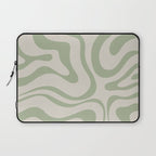 Liquid Swirl Abstract Pattern in Almond and Sage Green Laptop Sleeve Gallery Image 1