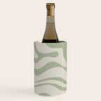Liquid Swirl Abstract Pattern in Almond and Sage Green Wine Chiller Gallery Image 2