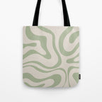Liquid Swirl Abstract Pattern in Almond and Sage Green Tote Bag Gallery Image 1