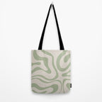 Liquid Swirl Abstract Pattern in Almond and Sage Green Tote Bag Gallery Image 2