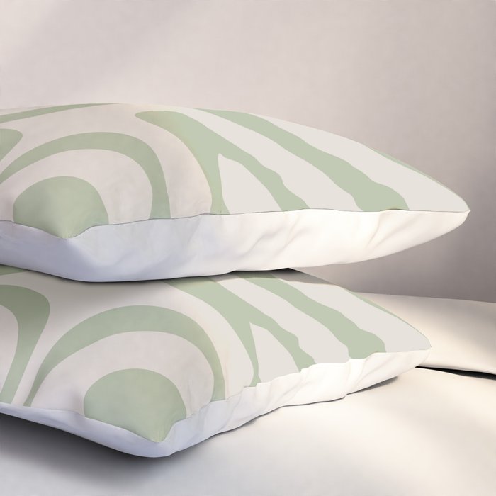 Liquid Swirl Abstract Pattern in Almond and Sage Green Pillow Sham Gallery Image 3