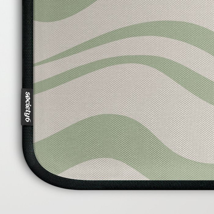 Liquid Swirl Abstract Pattern in Almond and Sage Green Laptop Sleeve Gallery Image 3