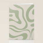 Liquid Swirl Abstract Pattern in Almond and Sage Green Stationery Card Gallery Image 2