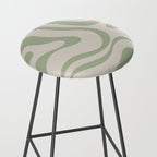 Liquid Swirl Abstract Pattern in Almond and Sage Green Stool Gallery Image 2
