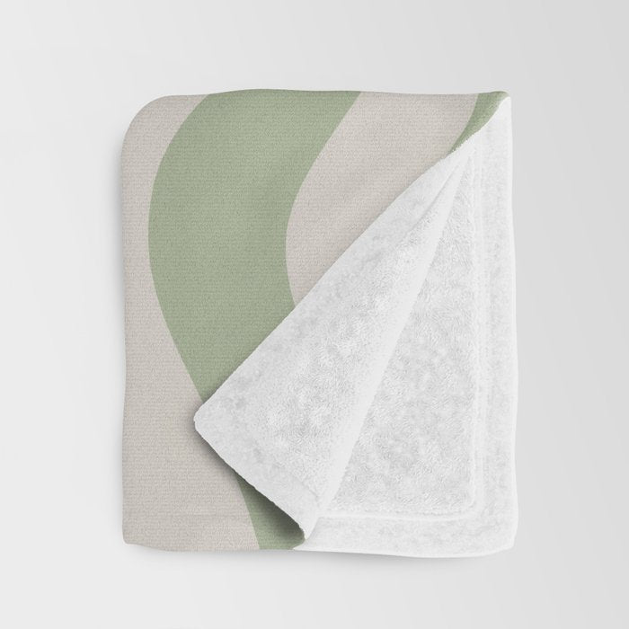 Liquid Swirl Abstract Pattern in Almond and Sage Green Throw Blanket Gallery Image 3