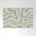 Liquid Swirl Abstract Pattern in Almond and Sage Green Welcome Mat Gallery Image 1