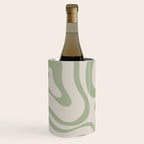 Liquid Swirl Abstract Pattern in Almond and Sage Green Wine Chiller Gallery Image 1
