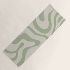 Liquid Swirl Abstract Pattern in Almond and Sage Green Yoga Mat Gallery Image 1