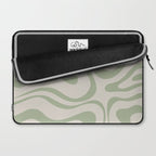 Liquid Swirl Abstract Pattern in Almond and Sage Green Laptop Sleeve Gallery Image 2